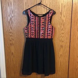 Aztec sequenced black dress - fits Medium